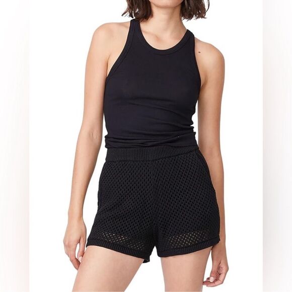 NWT Monrow REVOLVE Open Knit Black Shorts Size Small